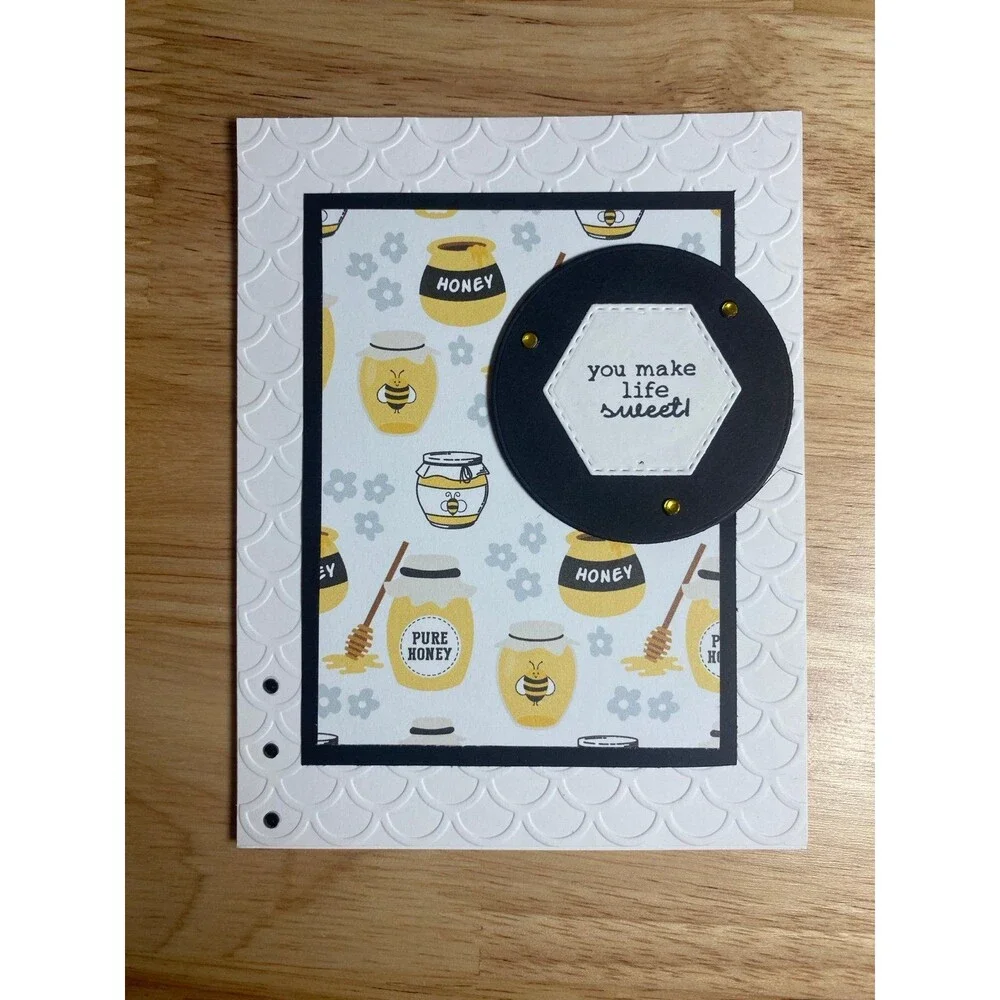 Bee & Honey Greeting Card – Handmade A2 Card – All Occasion Blank Card